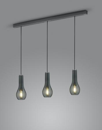 HELESTRA GARA Pendelleuchte E27 3-flammig max. 180 W dimmbar Schwarzchrom Grau