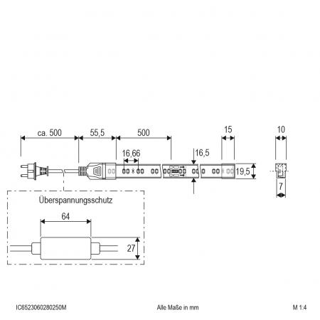 EVN Hochvolt LED-Strip mit Konturenstecker IC6523060280250M