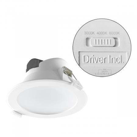 EVN L0900125 LED Einbaupanel 10W 891lm 3000K/4000K/6000K IP44 rund weiß Ø113mm Einbaudurchmesser 90mm