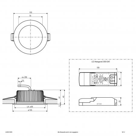 EVN L44N101625 LED Deckeneinbauleuchte anthrazit Ø103 mm Einbaudurchmesser 85 mm