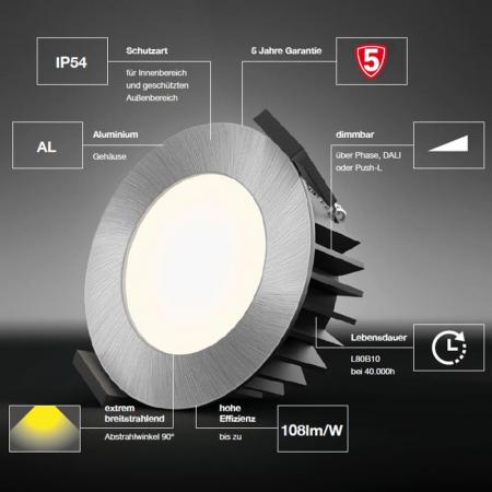 EVN LED Deckeneinbaustrahler rund Tunable White IP54 Badezimmerstrahler 24V/DC 7W 2700K-6500K