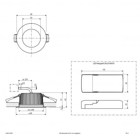 EVN L54D101625 LED Deckeneinbauleuchte anthrazit DALI2 DT6 10W 3000K-5700K IP54 Einbaudurchmesser 68mm