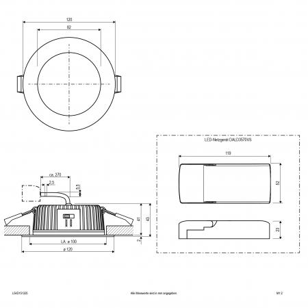 LED Deckeneinbauleuchte 11-15W 3000K/4000K DALI-2 IP54 Chrom Ø120mm Einbaudurchmesser 100mm