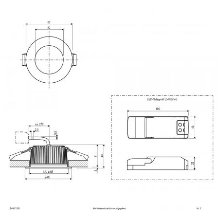 EVN LED Deckeneinbaustrahler Chrom satiniert dimmbar mit veränderbarer Farbtemperatur IP54 Badezimmerstrahler 220-240V/AC 7W