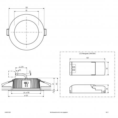 LED Deckeneinbauleuchte 15W 3000K/4000K IP54 Chrom-satiniert Ø120mm Einbaudurchmesser 100mm