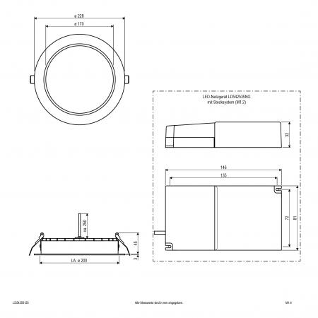 EVN LED Deckeneinbauleuchte LD54350125 | 35 W | 3500–3800 lm | 3000–5700 K | DALI/DALI-2 | Zentralbatterie geeignet | Ø 228 mm | Einbaudurchmesser 200 mm