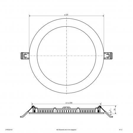 EVN LED Einbaupanel LPDR220125 | 20 W | 2320–2420 lm | 3000–4000 K | Ø 225 mm | DALI/DALI-2 Push-L dimmbar | Einbaudurchmesser 206 mm