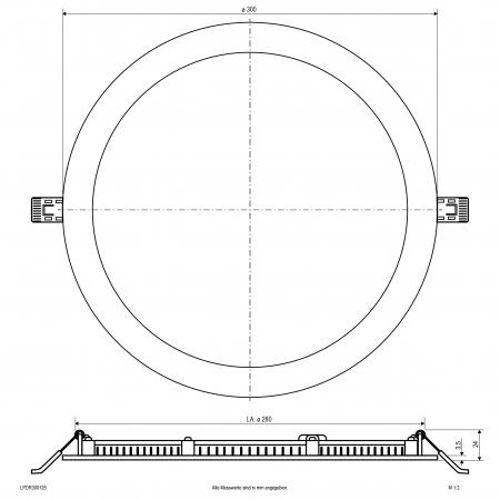 EVN LED Einbaupanel LPDR300125 | 25 W | 2900–3025 lm | 3000–4000 K | Ø 300 mm | DALI/DALI-2 Push-L dimmbar | Einbaudurchmesser 280 mm