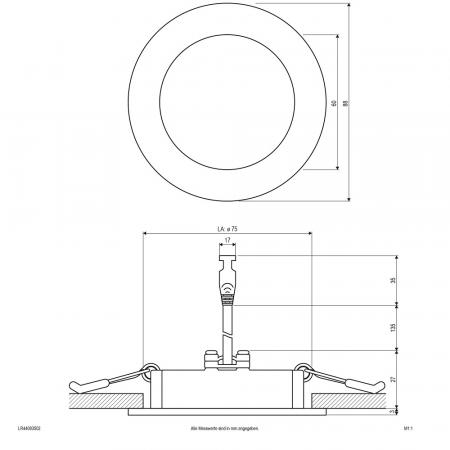 EVN LED Einbaupanel mit warmweißem Licht rund weiß IP44 5W 3000K 350lm EinbauØ75