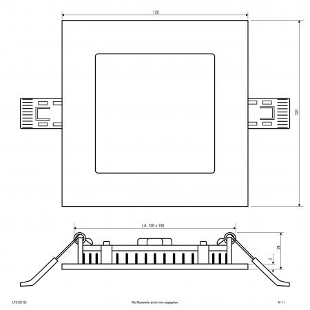 EVN LED Einbaupanel LTQ120125 7W 470lm 3000K/4000K weiß quadratisch IP54 Einbaudurchmesser 106 mm