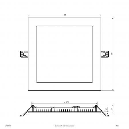 EVN LTQ220125 LED Einbaupanel 18 W 3000K/4000K 1692 lm IP54 weiß quadratisch Einbaumaß 206 x 206 mm