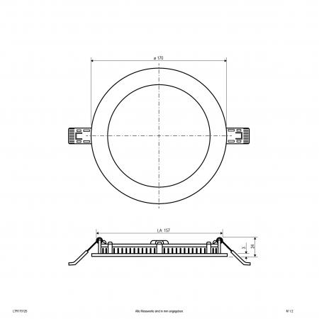 EVN LTR170125 LED Einbaupanel rund 12 W 996–1128 lm 3000 K 4000 K IP54 weiß | Einbaudurchmesser 157 mm
