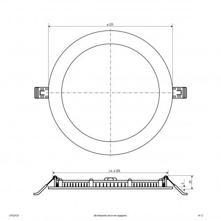 LED Einbaupanel rund 18W 3000K/4000K weiß IP54 225mm Einbaudurchmesser 206mm