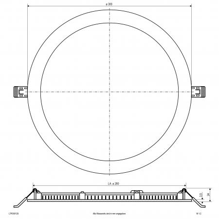 EVN LTR300125 LED Einbaupanel rund 25W CCT 3000K/4000K weiß Ø300mm Einbaudurchmesser 280mm