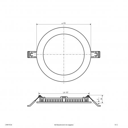 EVN LED Einbaupanel LTWR170125 | 12 W | 1030 lm | 2700–5700 K Tunable White | DALI-2 dimmbar | Weiß | Einbaudurchmesser 157 mm