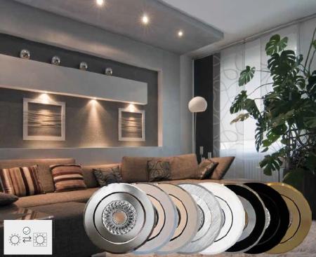 Schwenkbarer Einbaustrahler MOA DISC 12V 45° nickel gebürstet Mobilux