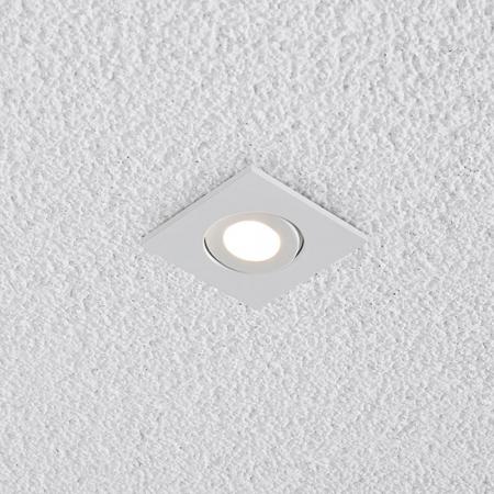 EVN P-LED Decken-Einbaustrahler mit warmweißem Licht feuchtraumgeeignet quad. schwenkbar weiß IP44 3W 3000K EinbauØ50