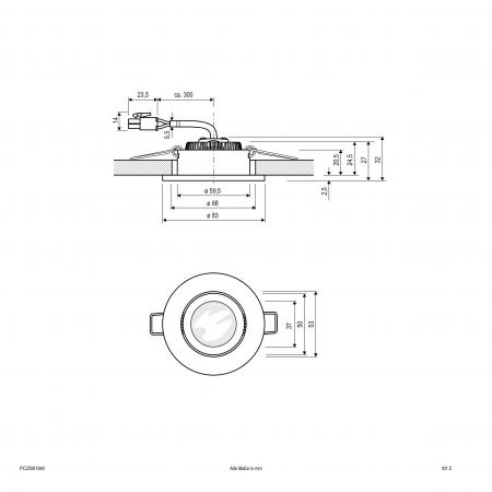 EVN COB-LED Deckeneinbauleuchte PC20061640 | 6 W | 683 lm | 4000 K Neutralweiß | Konstantstrom | Anthrazit Einbaudurchmesser 68 mm