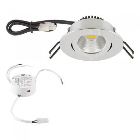 EVN COB-LED Deckeneinbauleuchte PC20D61102 | 6 W | 620 lm | 3000 K Warmweiß | DALI-2 dimmbar | Chrom Einbaudurchmesser 68 mm