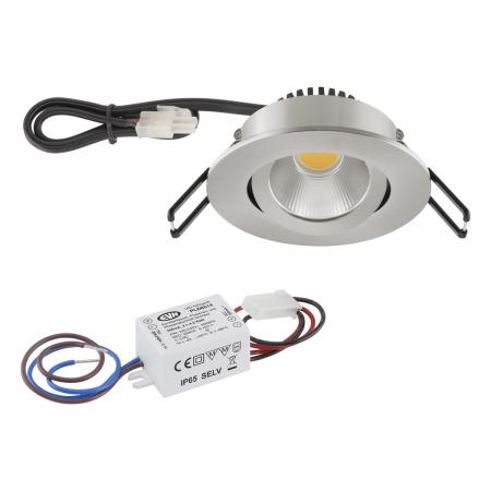 EVN P-LED Deckeneinbau rund schwenkbar EDS (STL) IP20 3W 2700K 280lm 90Ra DIMM EinbauØ68