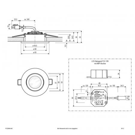 EVN P-LED Decken-Einbaustrahler mit universalweißem Licht Licht & hoher Farbwiedergabe dimmbar rund schwenkbar alu pol. (STL) IP20 6W 4000K 683lm 90Ra EinbauØ68