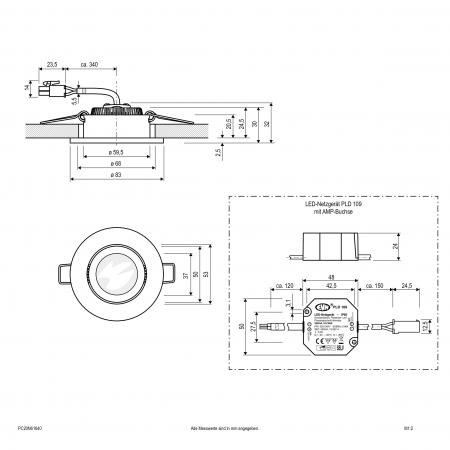 EVN PC20N61640 COB LED Deckeneinbauleuchte 6W 4000K Anthrazit Einbaudurchmesser 68 mm