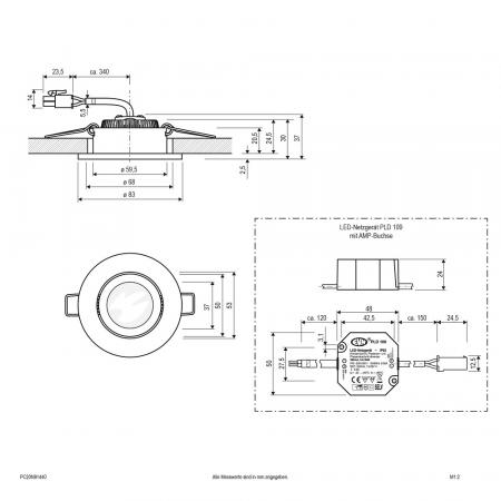 EVN P-LED Decken-Einbaustrahler mit universalweißem Licht Licht & hoher Farbwiedergabe dimmbar rund schwenkbar alu pol. (STL) IP20 8.4W 4000K 1060lm 90Ra EinbauØ68