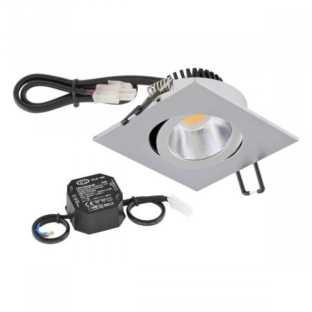 EVN P-LED Decken-Einbaustrahler mit universalweißem Licht dimmbar quad. schwenkbar chrom matt (STL) IP20 6W 4000K 90Ra EinbauØ68