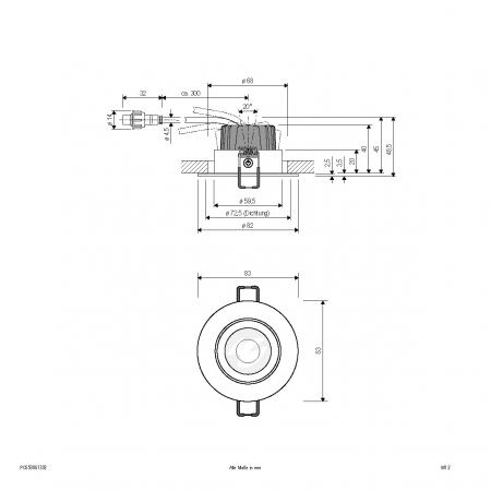 EVN PC650061302 COB LED Deckeneinbauleuchte 6W 3000K IP65 Edelstahl Einbaudurchmesser 68 mm