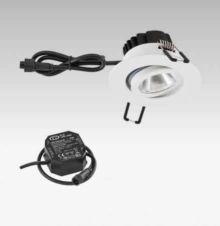 EVN PC650N601D2W COB-LED Deckeneinbauleuchte Dim2Warm 6W 2000-3000K 600lm IP65 Weiß Einbaudurchmesser 68mm