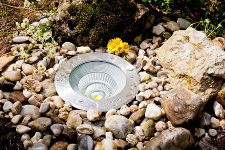 Leistungsstarker LED Bodeneinbaustrahler rund Außen IP67 24W 3000K 1636lm EVN