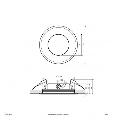 EVN PCD67240902 LED Deckeneinbauleuchte 9W 3000K Edelstahl IP67 Einbaudurchmesser 110 mm