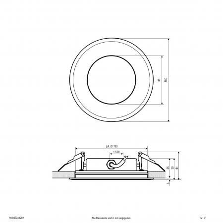 EVN PCD67241202 LED Deckeneinbauleuchte 12W 3000K Edelstahl IP67 Einbaudurchmesser 130 mm