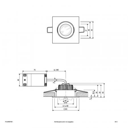 EVN P-LED Decken-Einbaustrahler mit warmweißem Licht dimmbar quad. schwenkbar chrom matt IP20 6W 3000K EinbauØ68