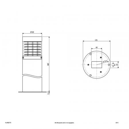 EVN Pollerleuchte Aluminium Druckguss E27 IP54 Anthrazit 900 mm inkl. Bodenanker