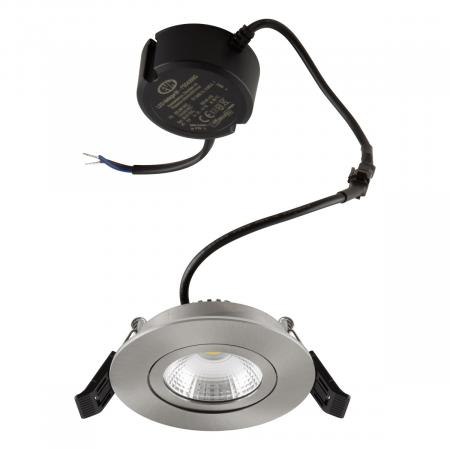 EVN PS54061302 COB LED Deckeneinbauleuchte 5,5W 3000K Edelstahl schwenkbar IP54 Einbaudurchmesser 68 mm