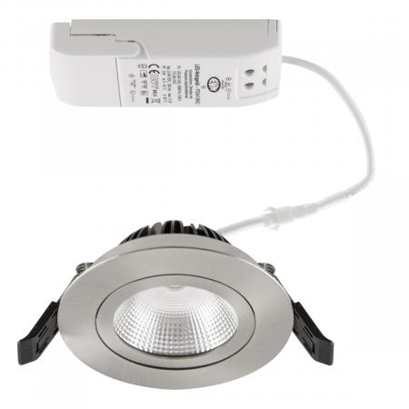 EVN PS54101340 COB LED Deckeneinbauleuchte Edelstahl 10W 4000K schwenkbar• Einbaudurchmesser: 85 mm