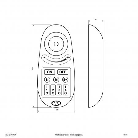 EVN 4-Kanal Funk-Handsender für RGB+W-Leuchtmittel RCHSRGBW4