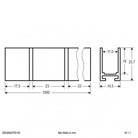 EVN Aluprofil zur gebogenen Führung für BIG SIDEVIEW IK10 SBG68APFB100
