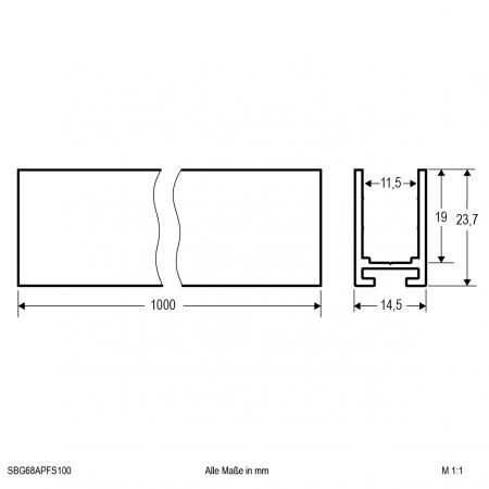 EVN Aluprofil zur geradlinigen Führung für BIG SIDEVIEW IK10 SBG68APFS100