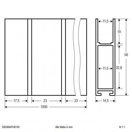 EVN Aluprofil zur gebogenen Führung, inkl. Kanal zur Kabelführung für BIG SIDEVIEW IK10 SBG68APHB100