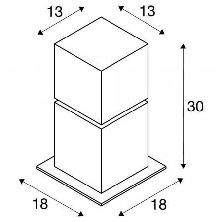 SLV 1000344 SQUARE POLE 30cm hohe Wegeleuchte Aluminium gebürstet IP44