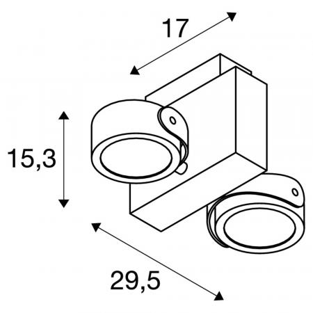 SLV 1001424 TEC KALU CW LED Indoor Wand- und Deckenaufbauleuchte double weiß/schwarz 60° 3000K
