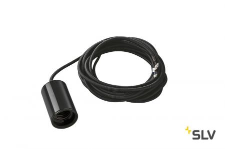 SLV 132690 FITU, Pendelleuchte, A60, rund, schwarz, 5m Kabel mit offenem Kabelende, max. 60W