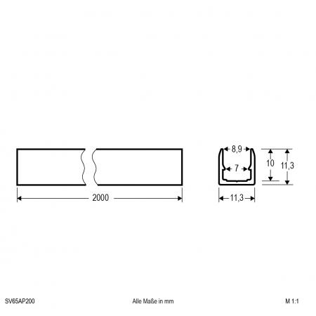 EVN Alu-Profil für LED-Neon-Flex Sideview Mini SV65AP200