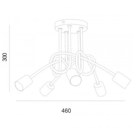 Bioledex Junges Wohnen 5-flammige Deckenleuchte mit gebogenen Armen  in Schwarz
