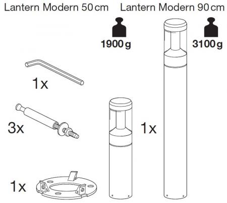 50cm Osram ENDURA STYLE Lantern Wegeleuchte 12W Modern Dunkelgrau - Pollerleuchte mit blendarmem Licht aus Aluminium, IP54