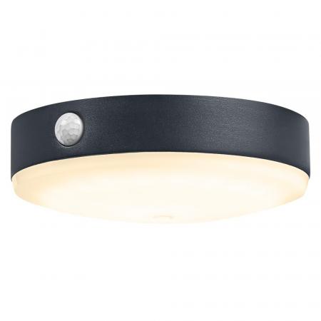 Osram Wandleuchte Endura Style Tossa Wall Solar & Sensor in Schwarz - warmweißes Licht, integrierter Sensor, ohne Strom nutzbar, bis acht Stunden Brenndauer