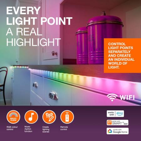 3 Meter Osram SMART+ WiFi Flex Magic LED-Strip RGB mit Fernbedienung oder per App steuerbar indoor IP20
