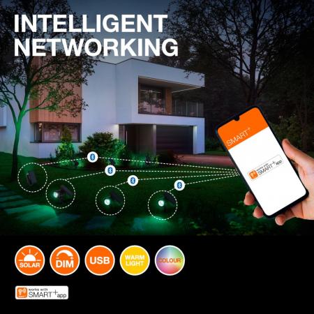 OSRAM Smart+ Bluetooth Solar LED Erdspießleuchte Path Light Multicolor & Sensor